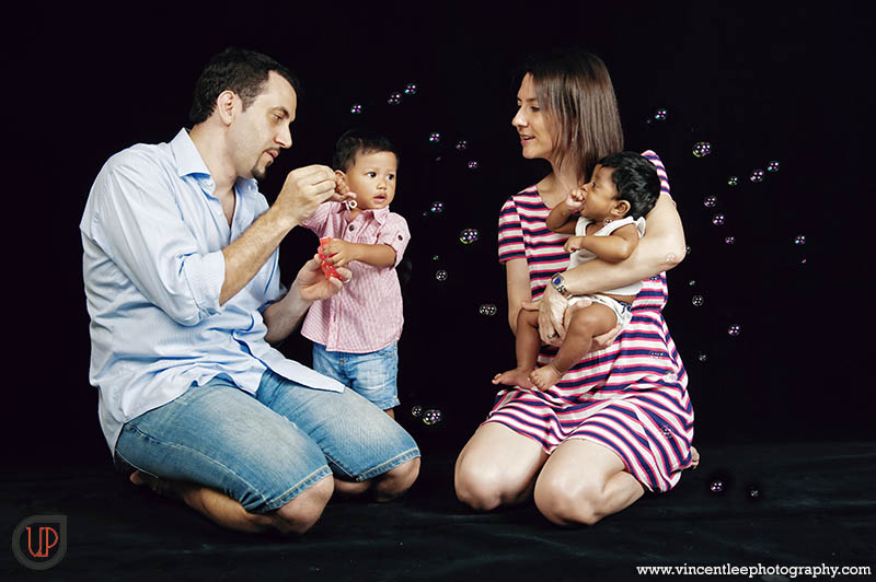 Family Fun time with blowing bubbles