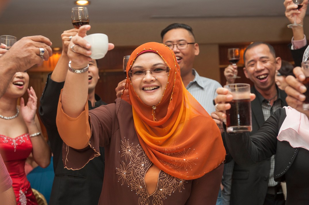 Traditional "Yum Sing" , a toast to congratulate the wedding couple