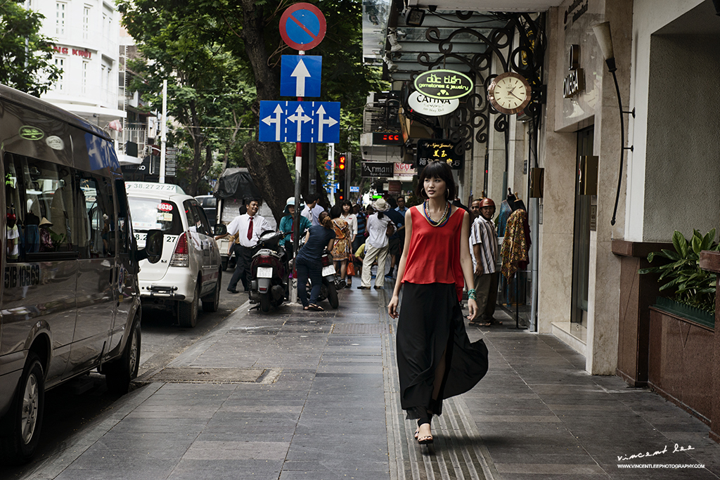 Modern city setting of portrait session at Saigon