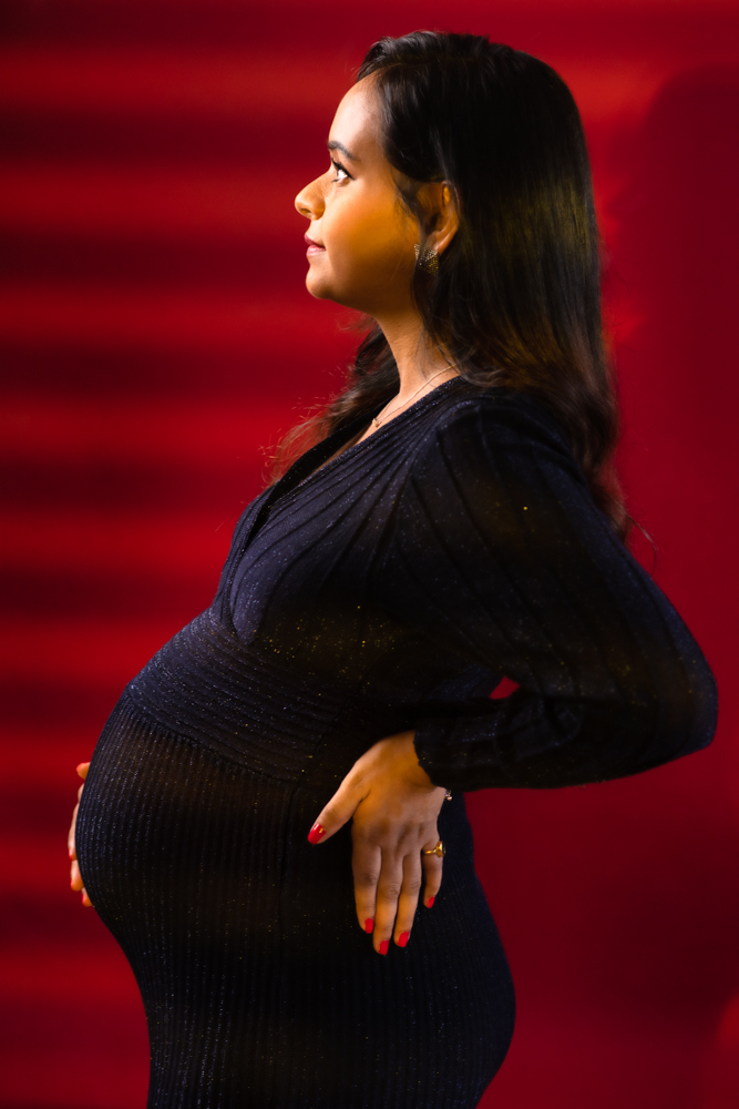 First Maternity photo session studio portrait 2021
